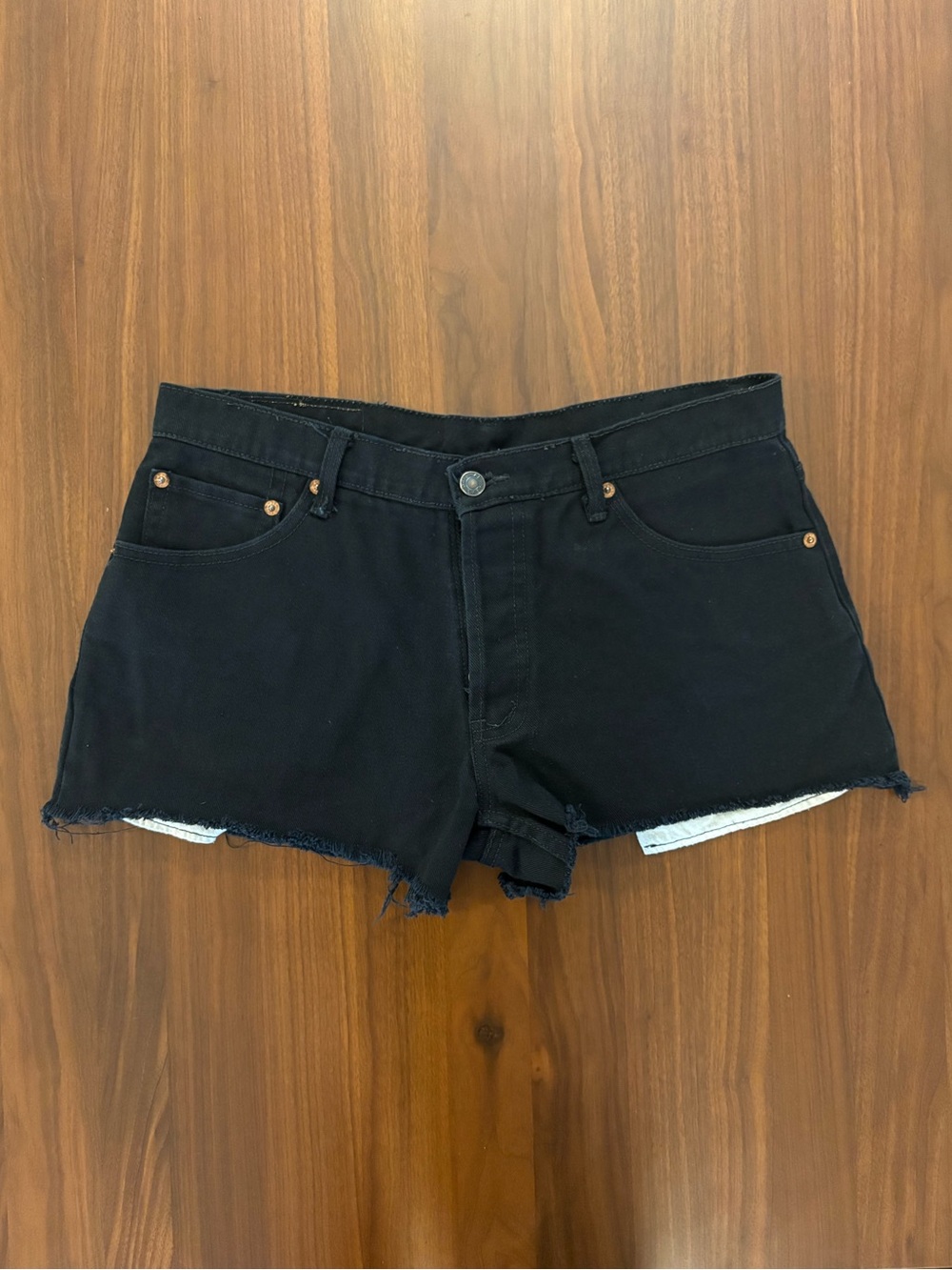 Levi’s 501 Black Low Rise Micro Denim Shorts | W30